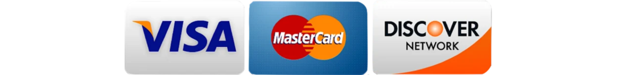 Visa, Mastercard and Discover accepted